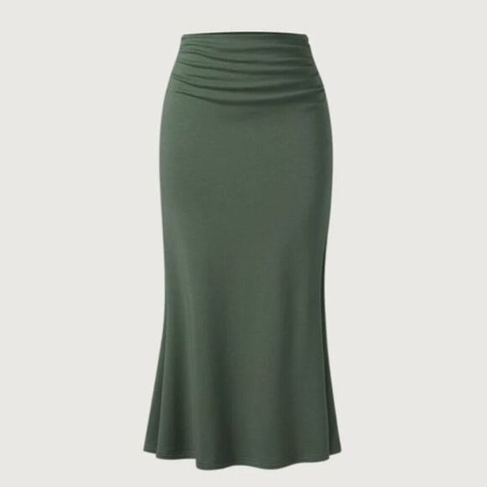 NWT OGL MaxWarm Mermaid Maxi Skirt Moss Green Soft Small #1913 - Picture 3 of 13
